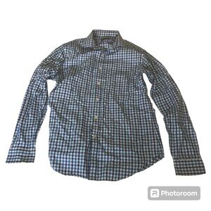 Esquire blue checkered button down dress shirt white dark blue light blue